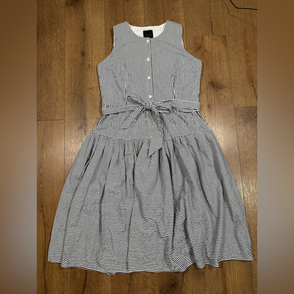 Alex Marie Black and White‎ Striped Midi Dress